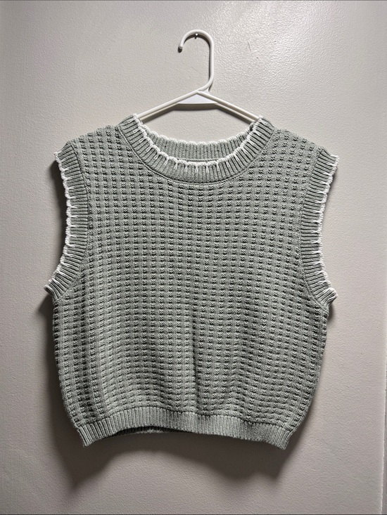 moon & madison Tops - moon & madison Sage Green Knit Sleeveless Sweater Vest